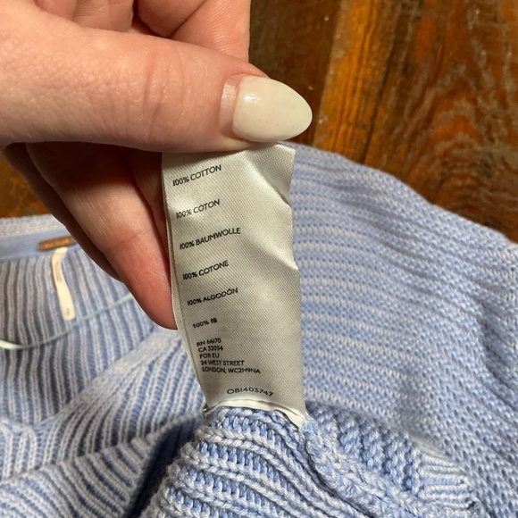 Free People Cropped V-Neck Sweater Light Blue Balloon Sleeve Women’s Small - Picture 2 of 7